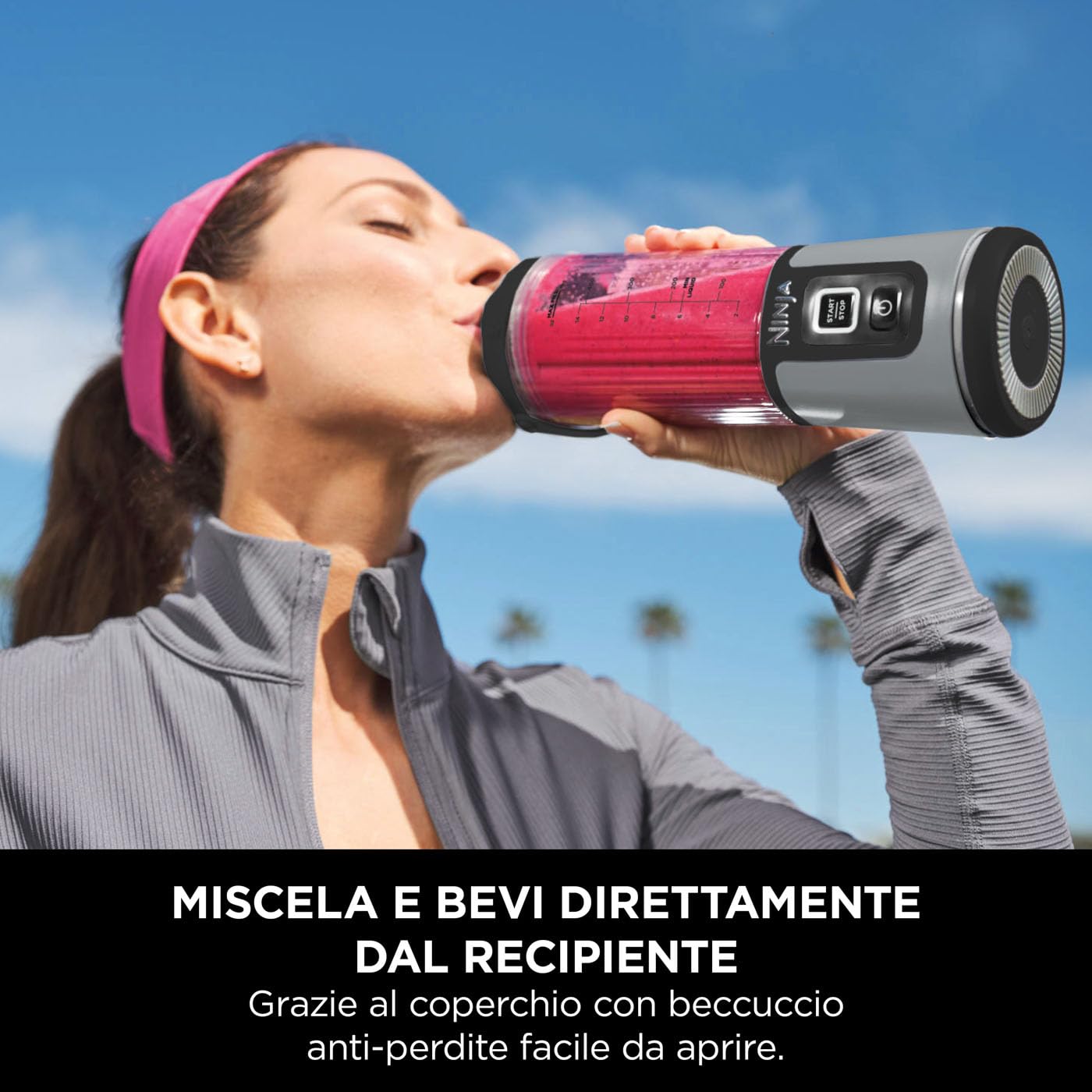 Ninja Blast Frullatore Portatile, 530 ml, Nero, BC151EUBK | con Coperchio e Beccuccio, Mini Frullatore Senza Fili, Ricaricabile, per Frullati, Trita Ghiaccio e Frutta Congelata