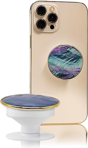 CRYSTALFY Auténtico abulón natural concha de mar de nácar moneda de piedra preciosa expandible plegable para teléfono móvil soporte para teléfono