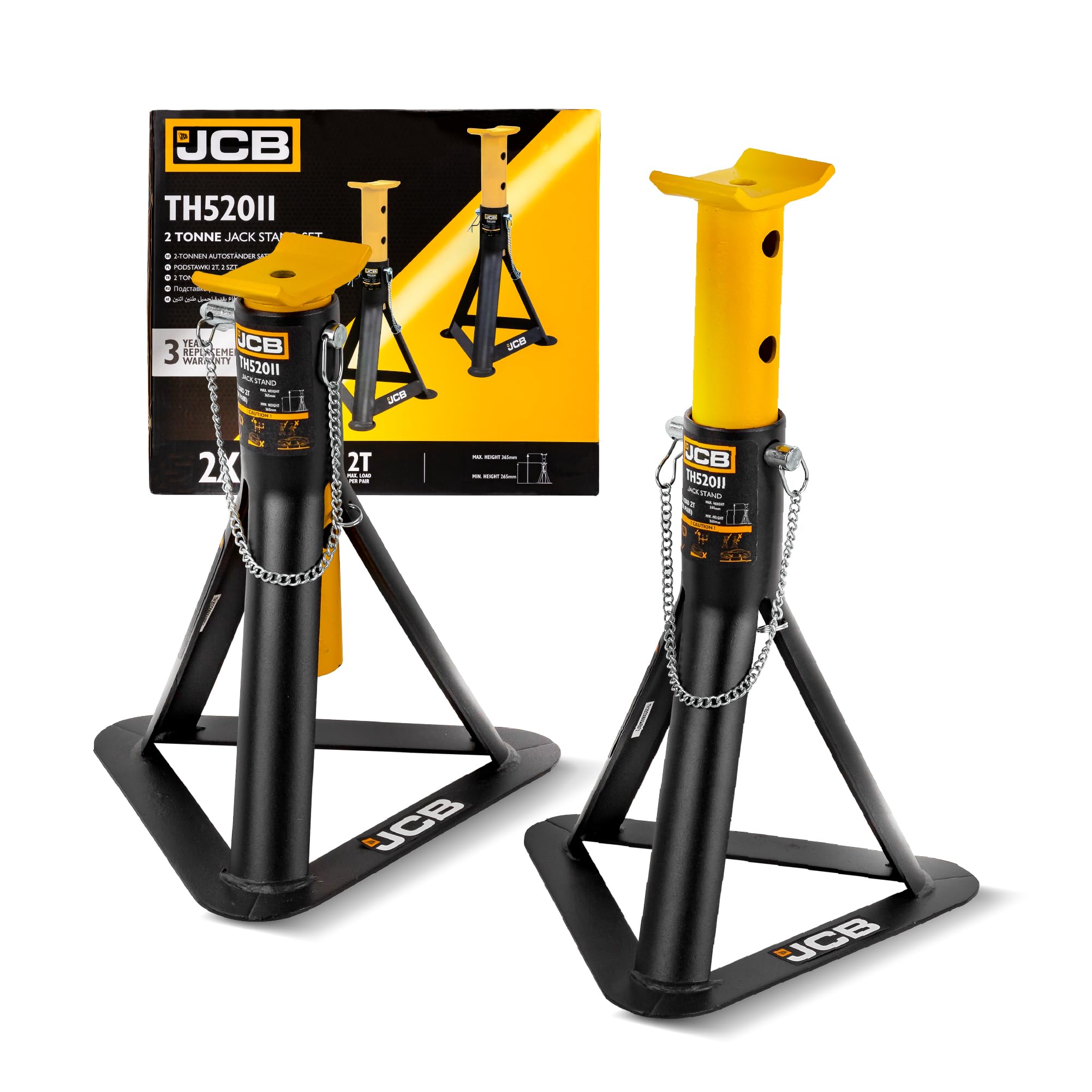 JCB Auto Jack Stand Set Große Basis für maximale Stabilität Schloss für LKW (Wagenheber Ständer 2T)