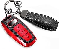 Vista 42 de Funda para Llavero de Audi con Accesorios de Llavero de Cuerda Trenzada de Metal, Estuche Suave Mejorado para Llave A3 A6-A8 E-Tron S3 RS6-7 SQ7-8