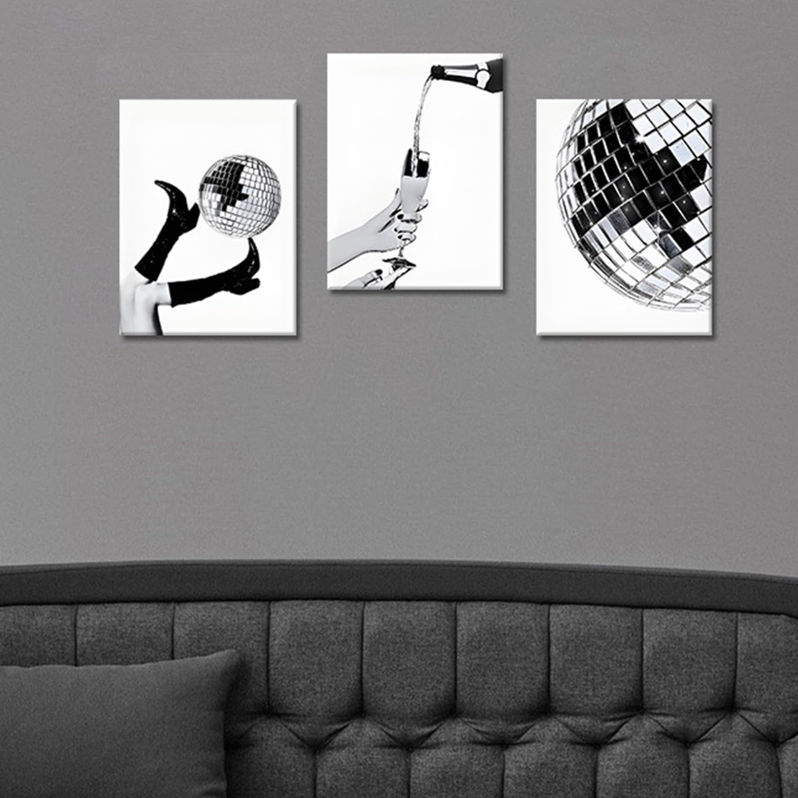 Black and White Prints House Decor - Wall Art Set of 3 Canvas Wall Art Decor Artwork YH1008, H0108, 16 x 12 inch - 40 x 30 cm - Image 4