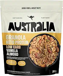 Hart's Natural Granola Australia Low Carb Keto Protein Vanilla Almond Crunch, 26g de Proteína, Granola Sem Açucar, Sem Lactose, Sem Glúten, Vegano, 200g