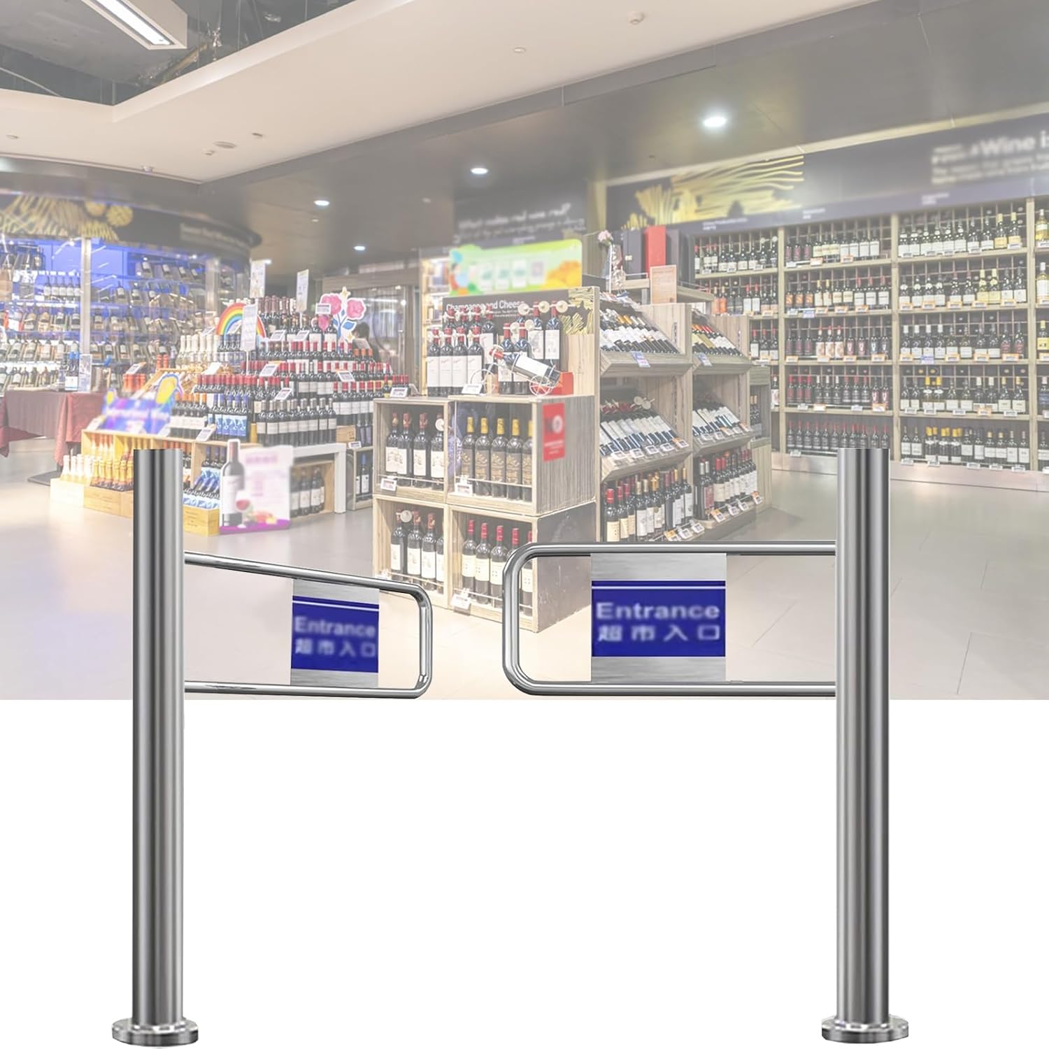 Stainless Steel Automatic Swing Gate - 43" One-Way Door for Bars Stores & Shopping Malls - Push in Only Secure Exit Device Durable Metal Entrance Solution