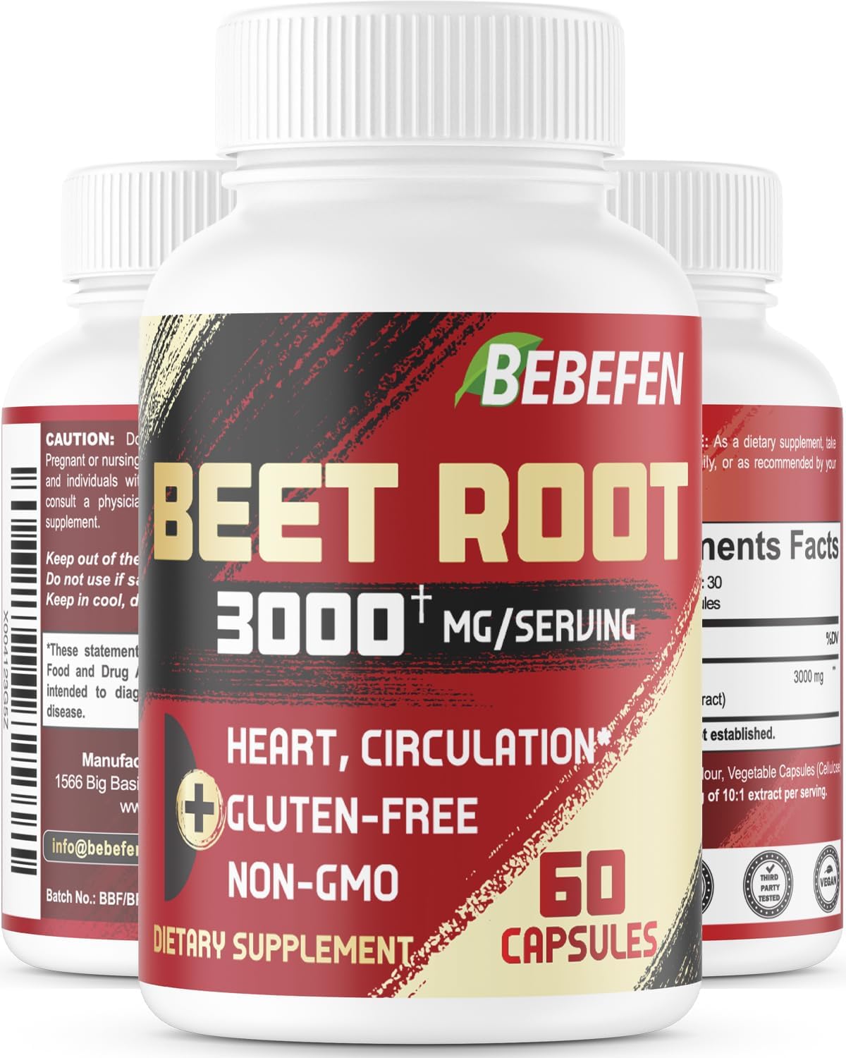BEBEFEN Beet Root Capsules 3000mg Herbal Extract for