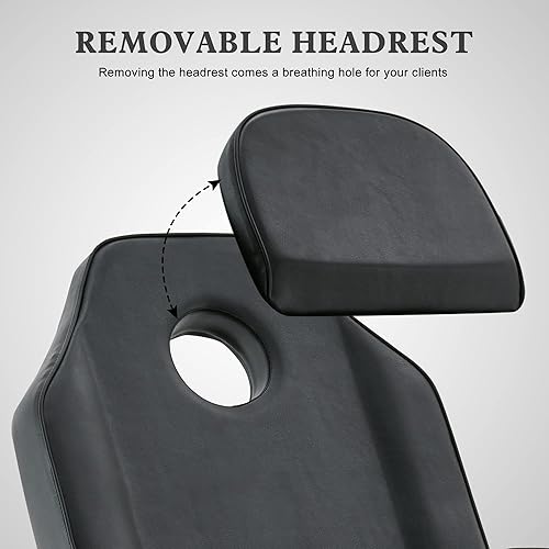 Miniatura 7 de BarberPub Cama de masaje hidráulica Altura ajustable Tatuaje SPA Silla multifuncional Mesa facial Equipo de belleza para salón 2753 (negro)