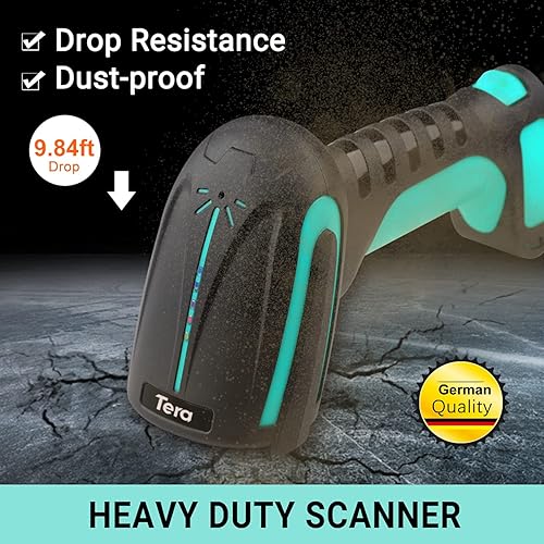 Miniatura 3 de Tera Escáner de código de barras QR 1D 2D inalámbrico con soporte, resistente industrial IP66 Drop & 1D 2D QR Escáner de código de barras