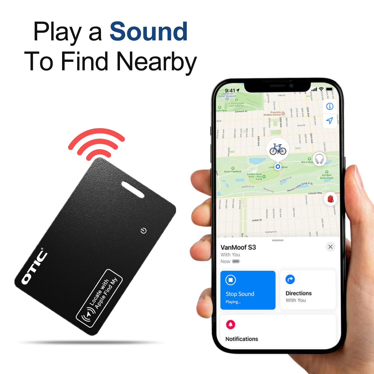 OTIC Wallet Tracker Card, ultra-sottile 1,7 mm ricaricabile Finder, funziona con Apple Find My (solo iOS), localizzatore di oggetti per etichette bagagli, passaporti, telefono, impermeabile IP67