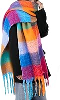 Fullgive Colorful Rainbow Winter Scarf for Women - Oversized Warm Chunky Blanket Shawl, Trendy Christmas Gifts & Stocking Stuffers