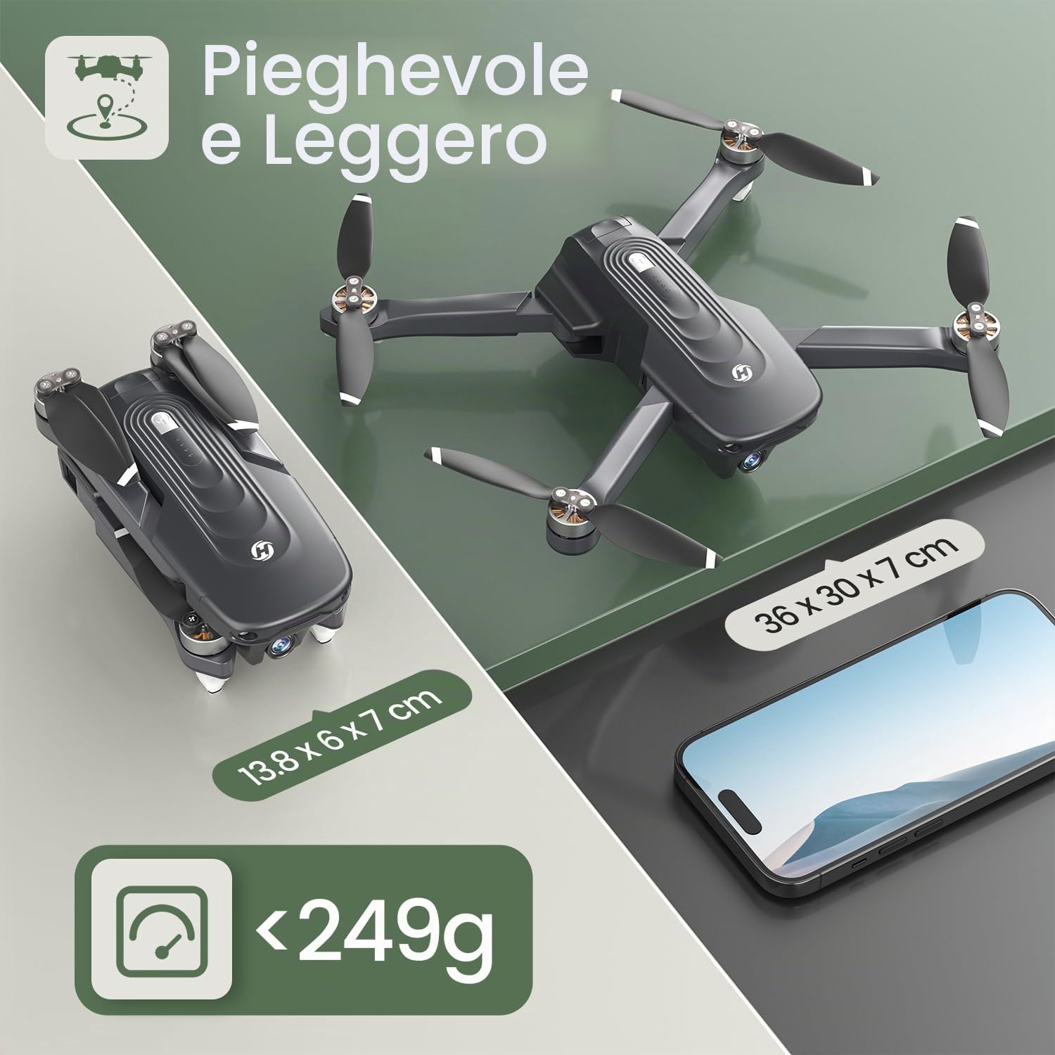 Holy Stone HS175D Drone Pieghevole con Fotocamera 4K per Adulti, RC Quadcopter con GPS Auto Return, Follow Me, Motore Brushless, Cerchio Fly, Waypoint Fly, Altitudine Hold, 46 Mins Long Flight