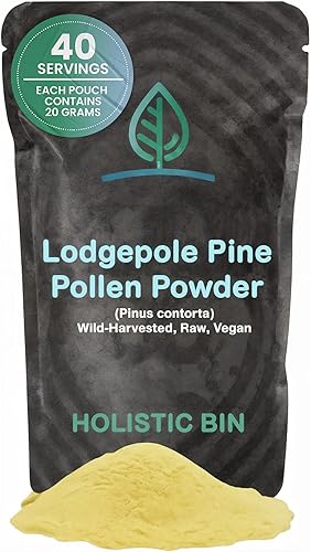 Holistic Bin Polen de pino orgánico en polvo de grado farmacéutico, cosechado silvestre, polen de pino canadiense dorado Sin OMG, sin aditivos