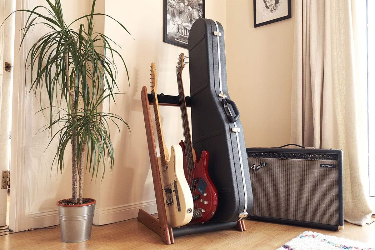 Ruach GR-3 Customisable 3 Way Multi Guitar Rack and Holder for Guitars and Cases - Mahogany