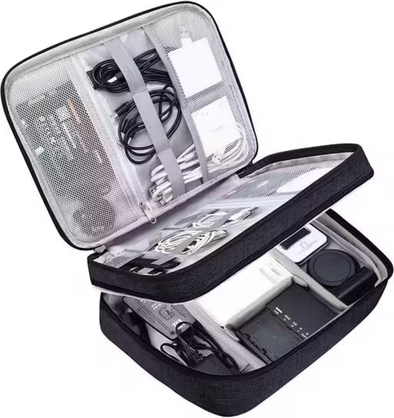 Electronics Accessories Organizer Bag, Universal Carry Travel Gadget Bag for Cables, Plug and More, Perfect Size Fits for Pad Phone Charger Hard Disk - Dark Blue (polyester, pack of 1)-image-37