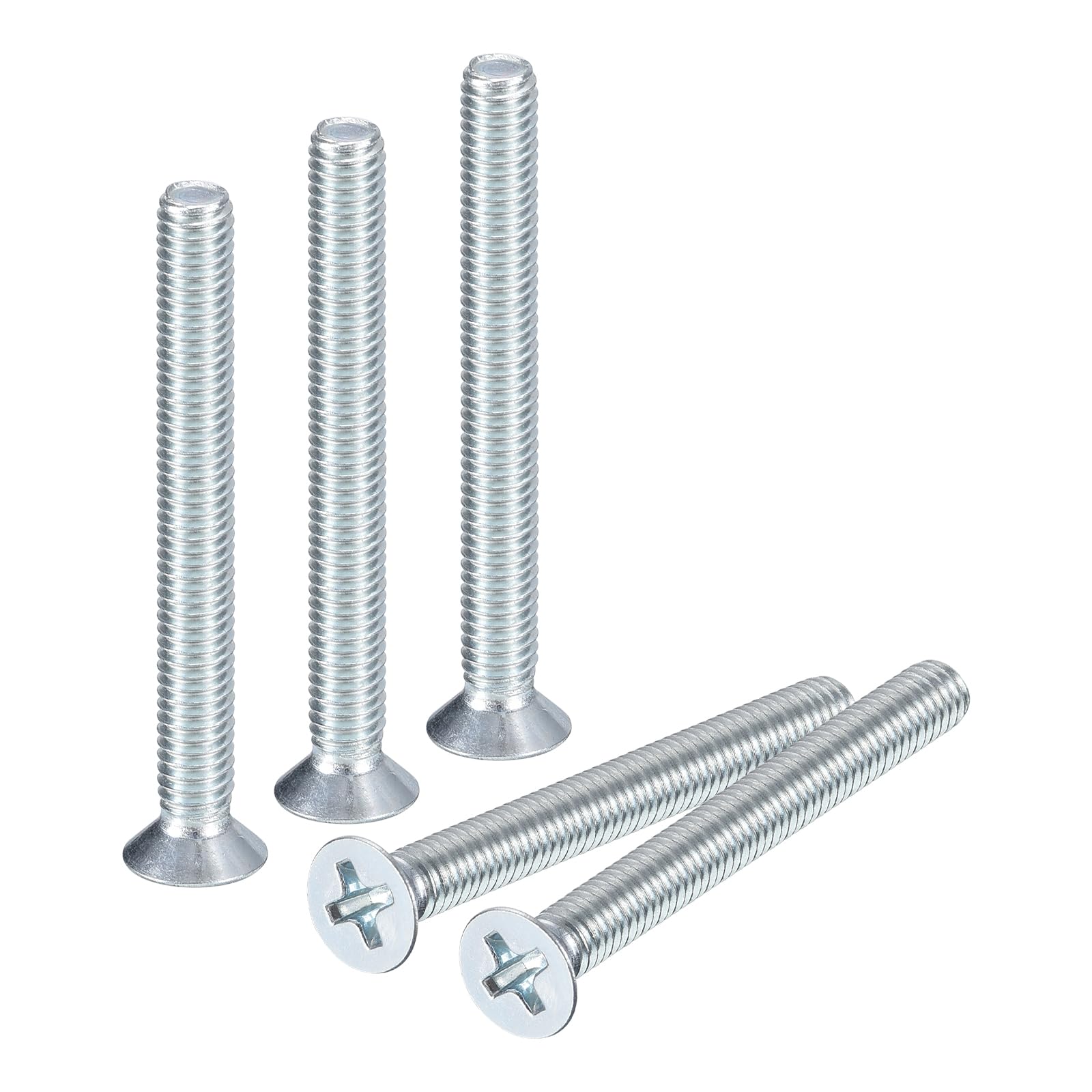 uxcell 50 Pcs M4-0.7x50mm Machine Screws Phillips Pan Cross Head Screws Fasteners Bolts Carbon Steel Blue for Wall Socket,House Repairs