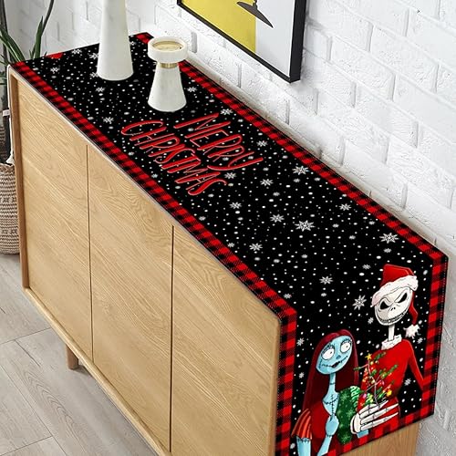 Miniatura 5 de Camino de mesa navideño The Nightmare Before Christmas Winter Holiday Party Cocina, chimenea, comedor, decoración del hogar (13 x 72 pulgadas)