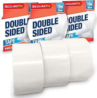 3pk Clear Double Sided Tape Heavy Duty | 10M x 48mm Double Sided Sticky Tape Heavy Duty | Extra Strong Double Sided Adhesive Tape Craft, Multipurpose