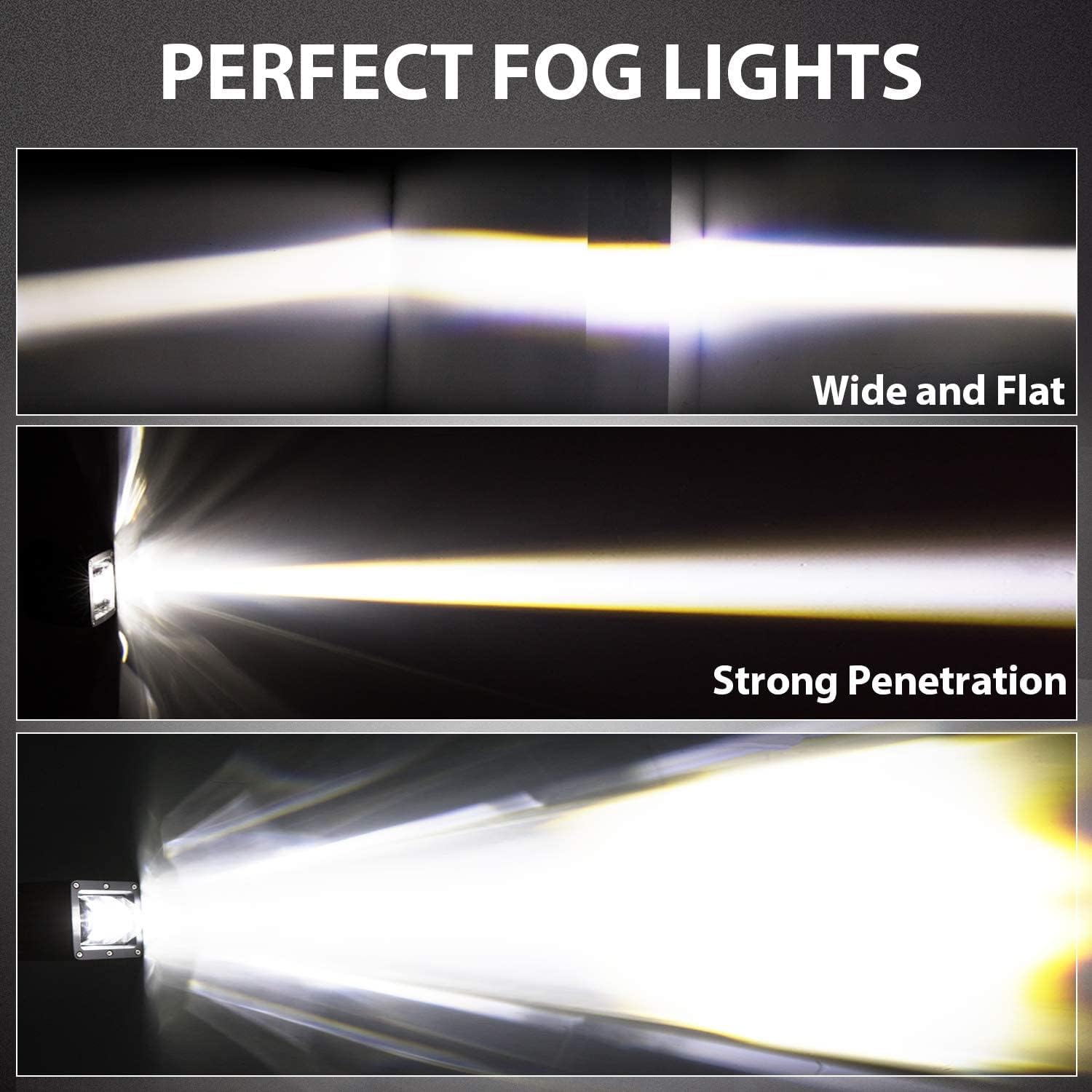 3 inch LED Fog Lights, SAE LED Pods DOT Approved Off Road Driving Lights Street Legal Square Cubes for Wrangler/Gladiator, Ford Bronco/F150/Ranger, Toyota Tacoma/Tundra/Camry, Trucks