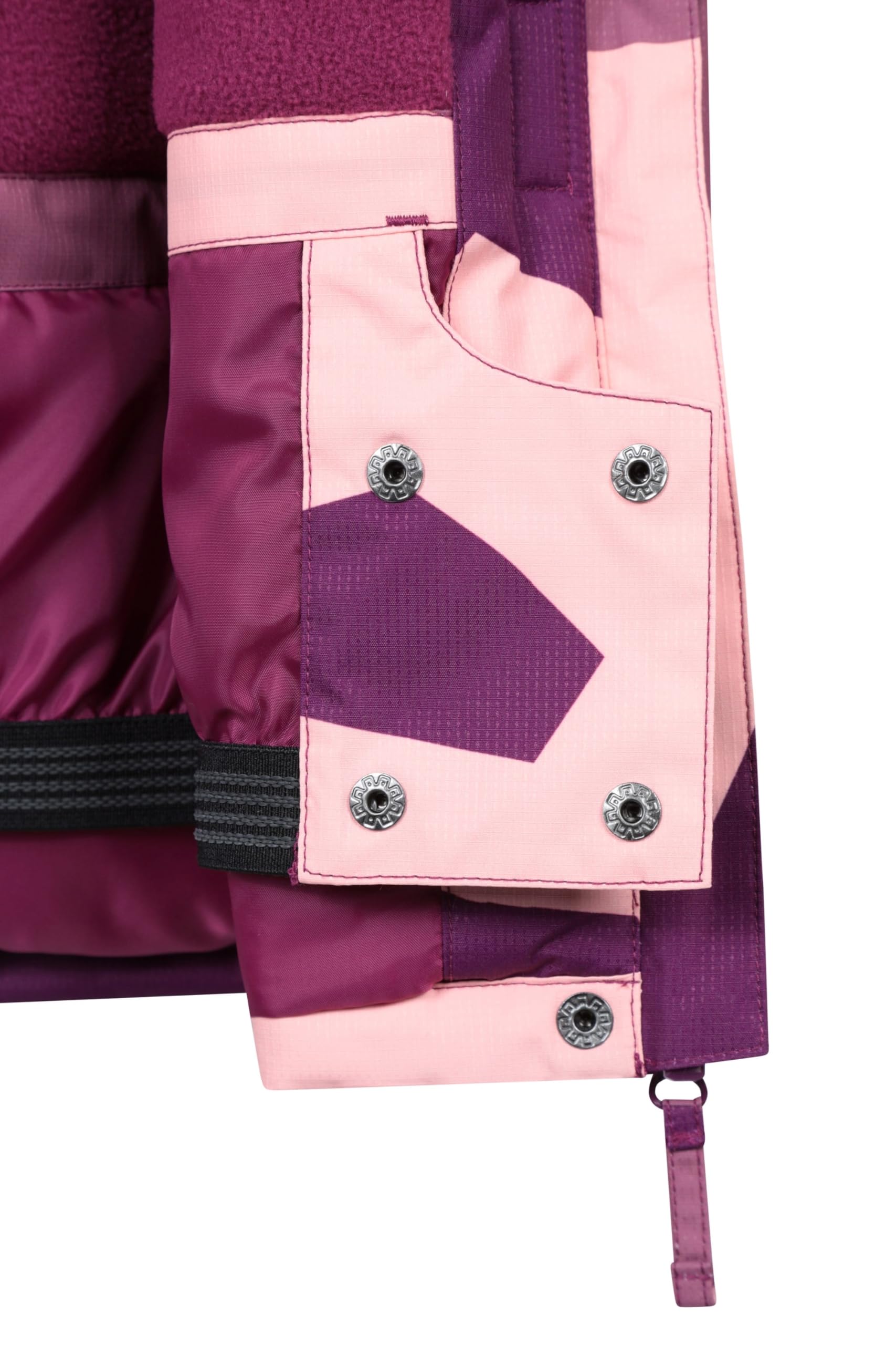 Mountain Warehouse Veste de Ski Snowdrop imprimée pour Enfant - Imperméable, Jupe Pare-Neige intégrée, Poches zippées, Capuche détachable, Poignets Ajustables, Hiver
