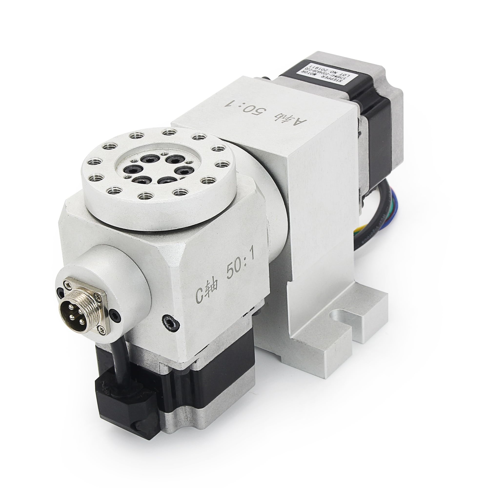 RATTMMOTOR CNC Drehachse, 5th Achse Teilungskopf, CNC 4th Achse A Achse C Achse Teilapparat, Mit Nema23 Schrittmotor wasserdicht, Harmonic Reducer Getriebe 50:1 für CNC Gravierfräsmaschine