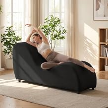 Mjkone Velvet Yoga Chair, Modern Curved Chaise Lounge for Stretching Exercising Relaxation, Yoga Chaise Lounge Chair for Indoor Living Room Apartment 18.1''D60.6''W27.6''H, Black