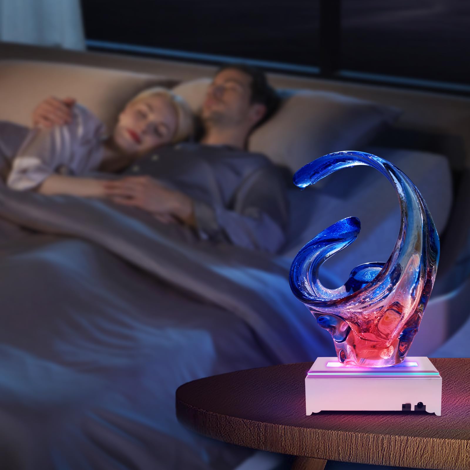 Base Per Display Con Luci LED 3D – 2 Pezzi Con 18 LED Multicolore/Bianco – Piedistallo USB Per Cristallo E Vetro - 2