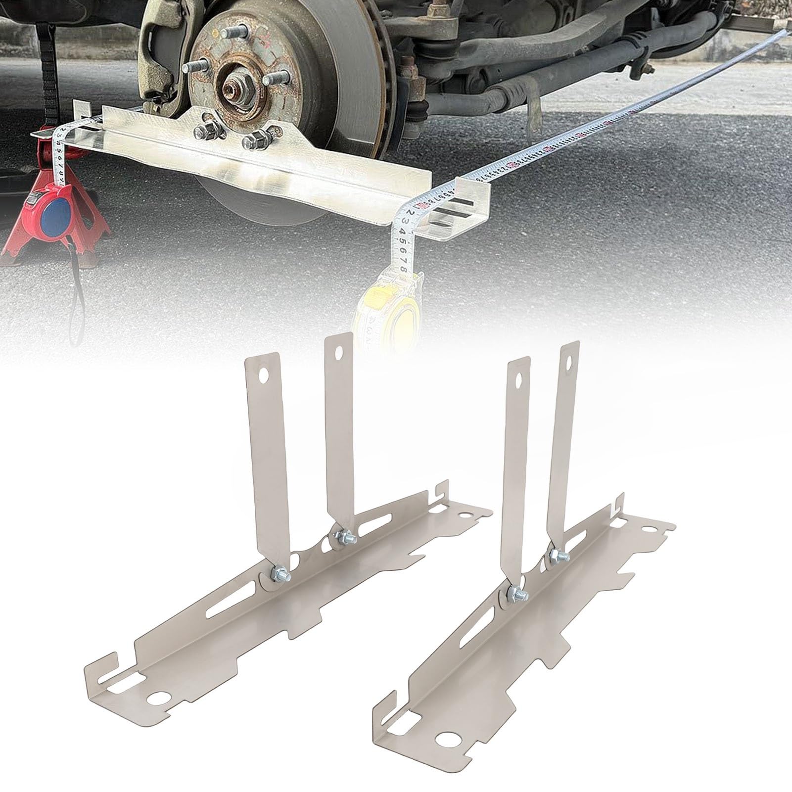 Herramienta de alineación de Ruedas Mejorada con Placas de conexión, Placa de Herramienta de alineación de Puntera de Acero Inoxidable Resistente para automóviles, (No Tape Measure)