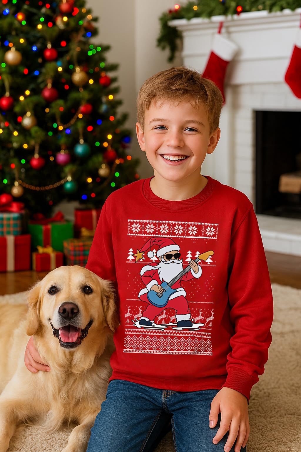Glimnerize Christmas Kids Tops Sweatshirt Christmas Jumper Santa Claus Unisex Crew Neck Sweater Red-A8 3-4Y(110) - Image 4
