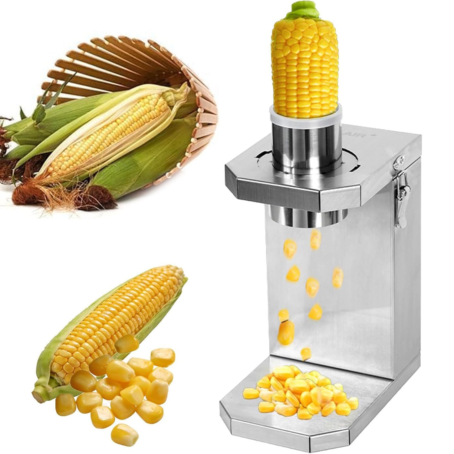 Spelafili elettrico per mais e trebbiatrice con ingresso di alimentazione da 6,5 cm, parti staccabili per una facile pulizia, separatore veloce per mais fresco e cotto in cucine e stand alimentari