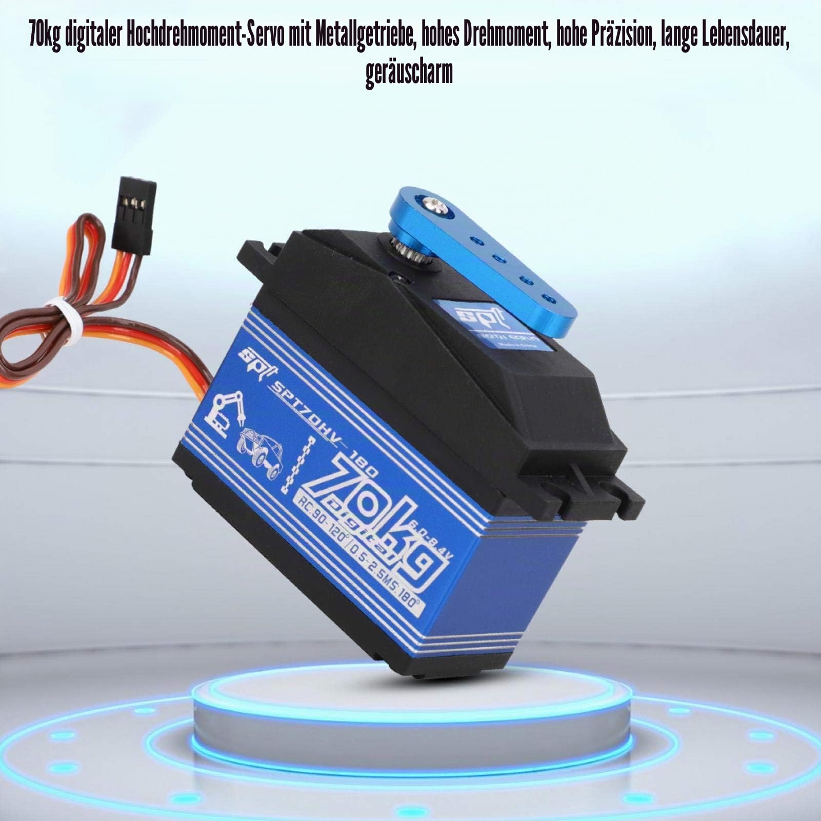 Voluxe RC Servo, Analog Servo, für 1/5 SPTZOHV180W 70KG Fernbedienung RC Car RC Spielzeug Zubehör Wasserdicht für Rc Flugzeug Rc Spielzeug(Black)