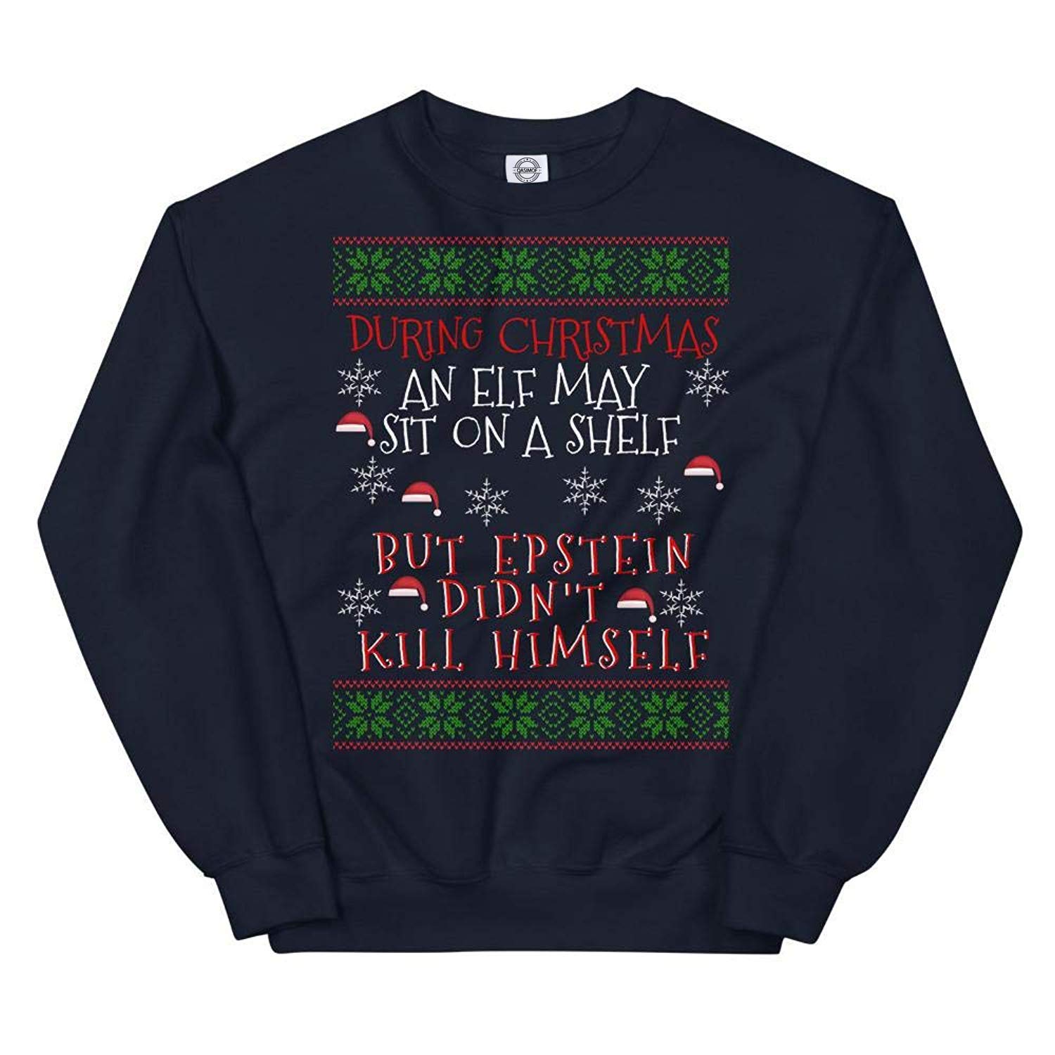 Libertee Men's Navy Epstein Didn't Kill Himself Funny Christmas Sweater For And Wo - Blue - Medium