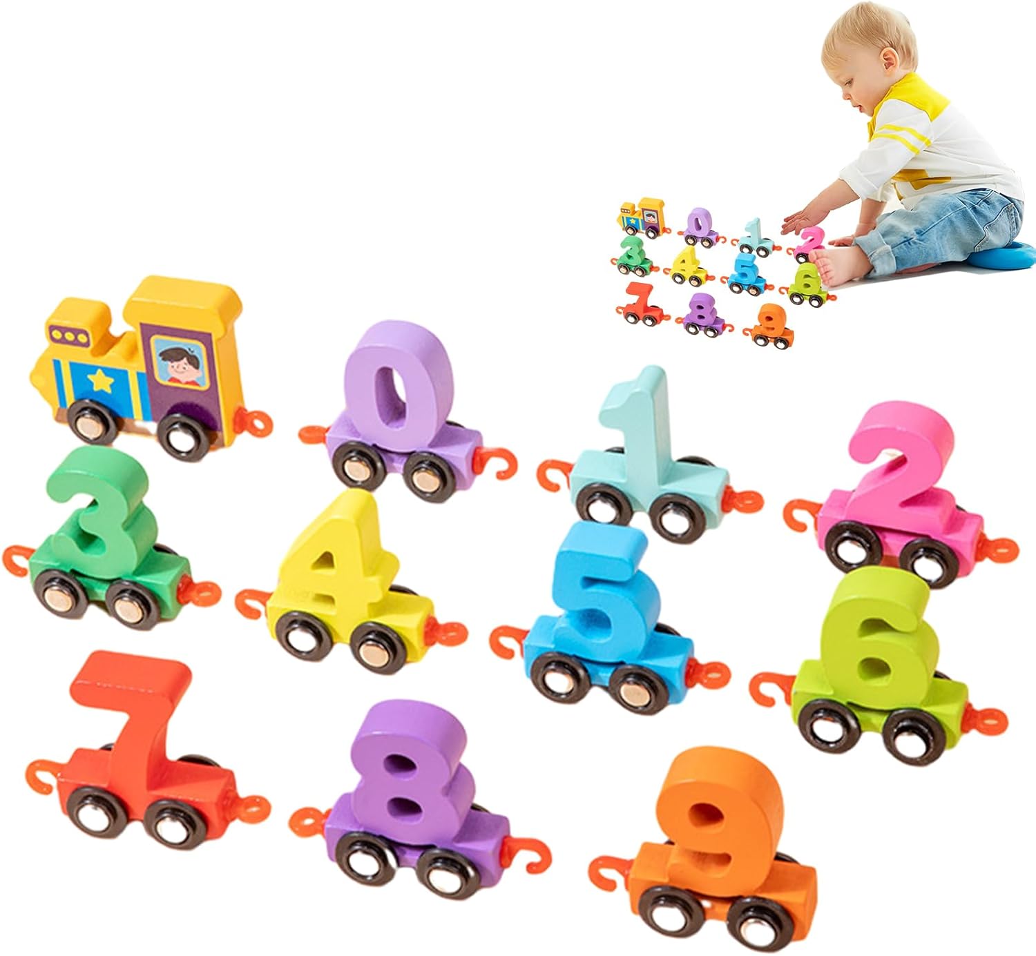 Wooden Train Number Train Wooden Educational Car