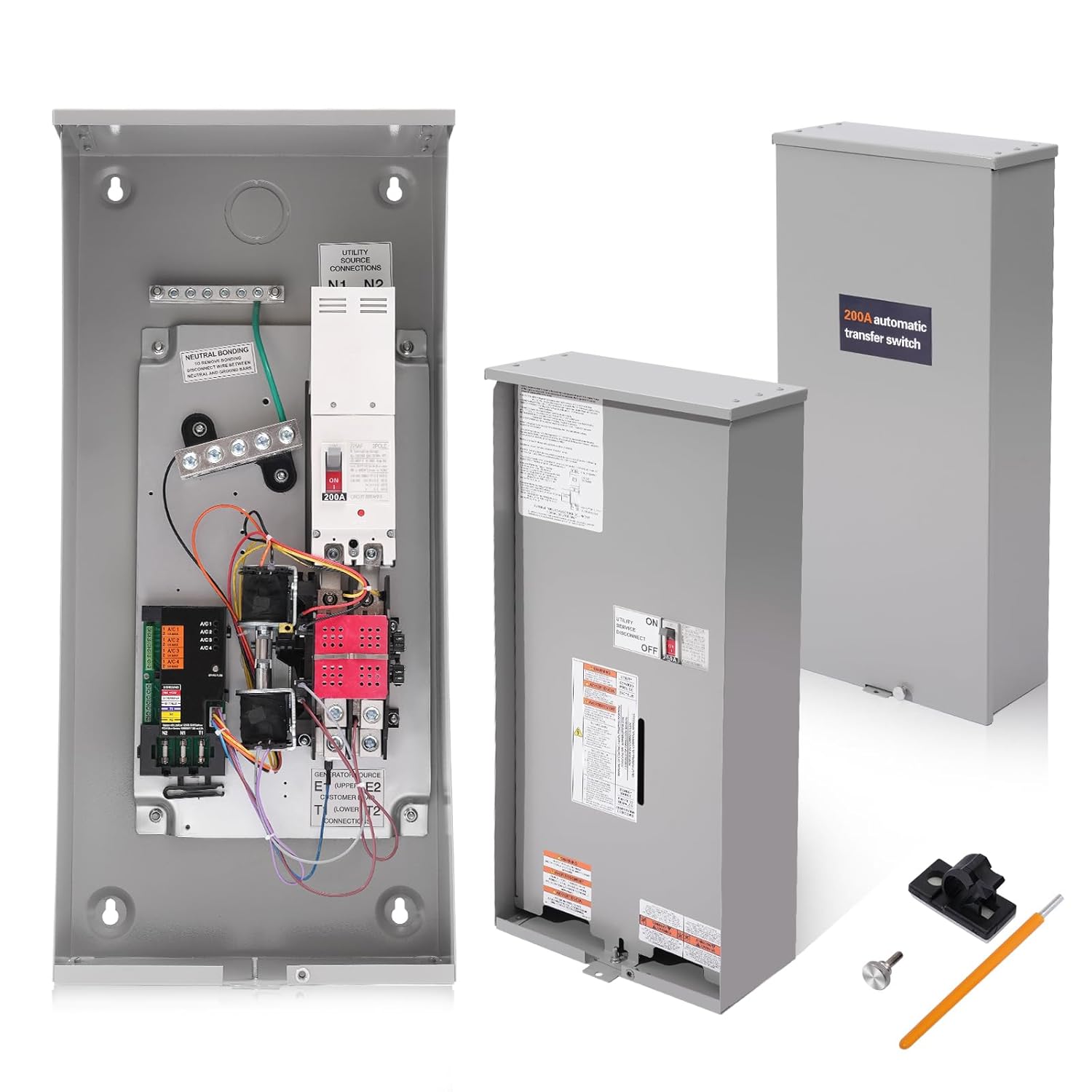 200 Amp Automatic Transfer Switch w/Power Management Replacement for Generac RXSW200A3, NEMA 3R Aluminum Enclosure for Indoor and Outdoor Use, Compatible with Evolution or Nexus Generator Controllers