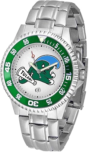 SunTime Reloj de cuarzo de 1.575 in para hombre, correa de acero inoxidable de 0.787 in, esfera Gameday