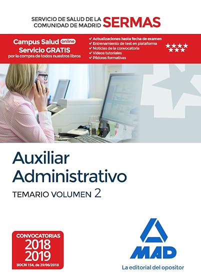 Auxiliar administrativo del servicio de salud de la comunidad de madrid. Temario volumen 2