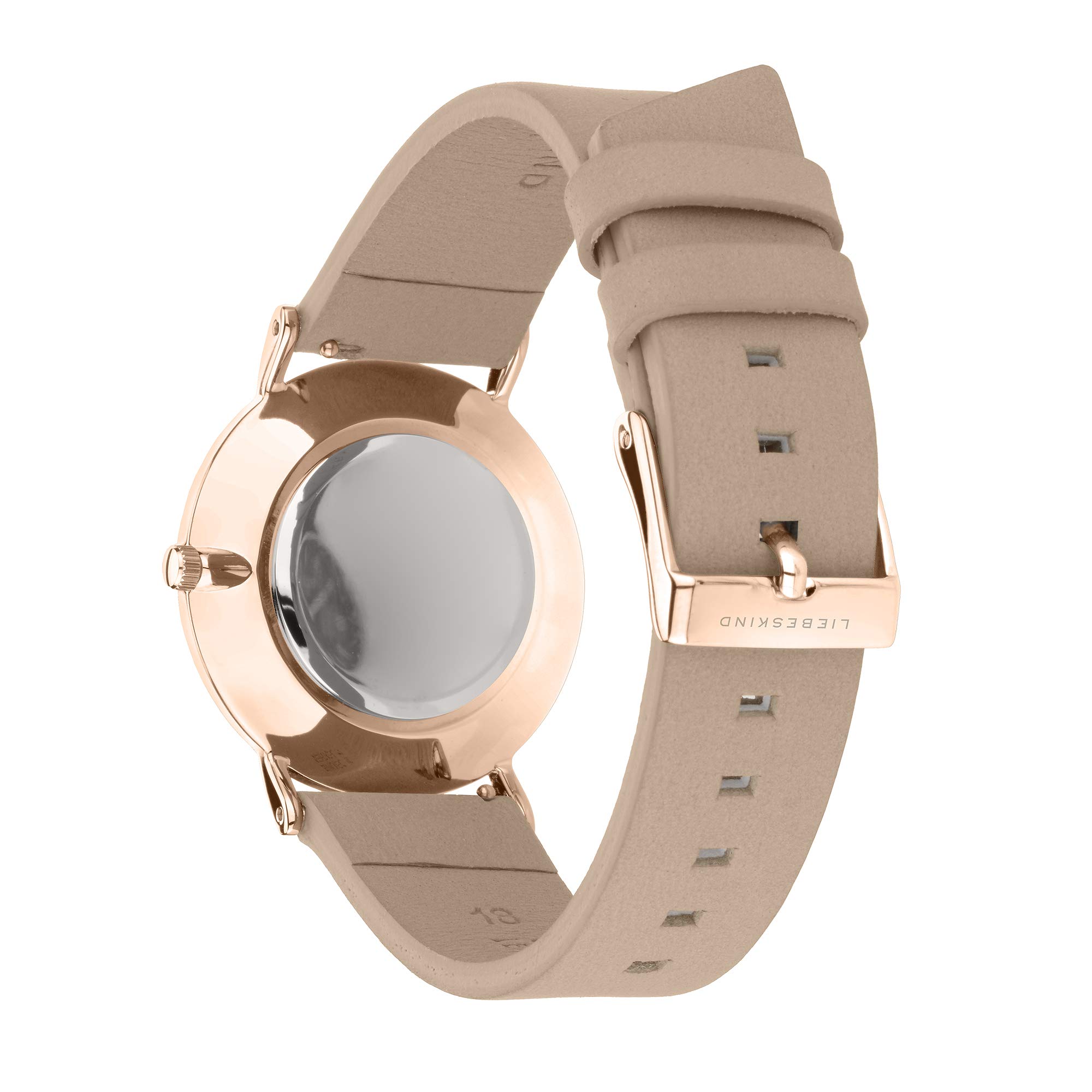 LIEBESKIND BERLIN Damen Armbanduhr mit Lederzifferblatt – Rundes Gehäuse 34 mm – Lederarmband – 5 ATM wasserdicht – Verschiedene Farben