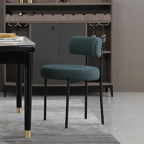 Miniatura 29 de DYHOME Juego de 4 sillas de comedor negras de bouclé, sillas de comedor tapizadas modernas con cojín de 10 cm de grosor y patas de metal resistentes