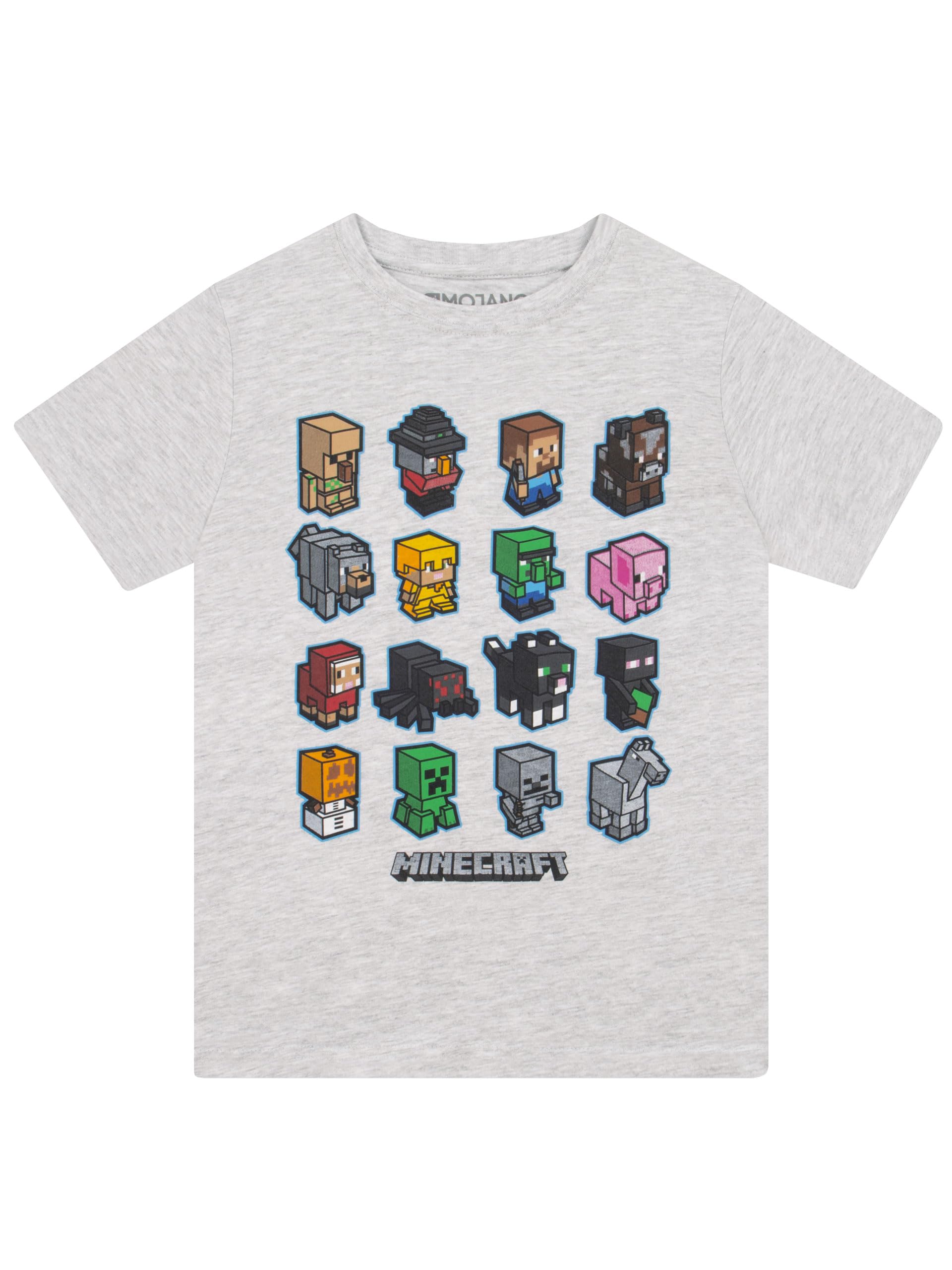 Minecraft Mini Mobs T-Shirt, Kids, 3-15 Years, Heather Grey, Official Merchandise