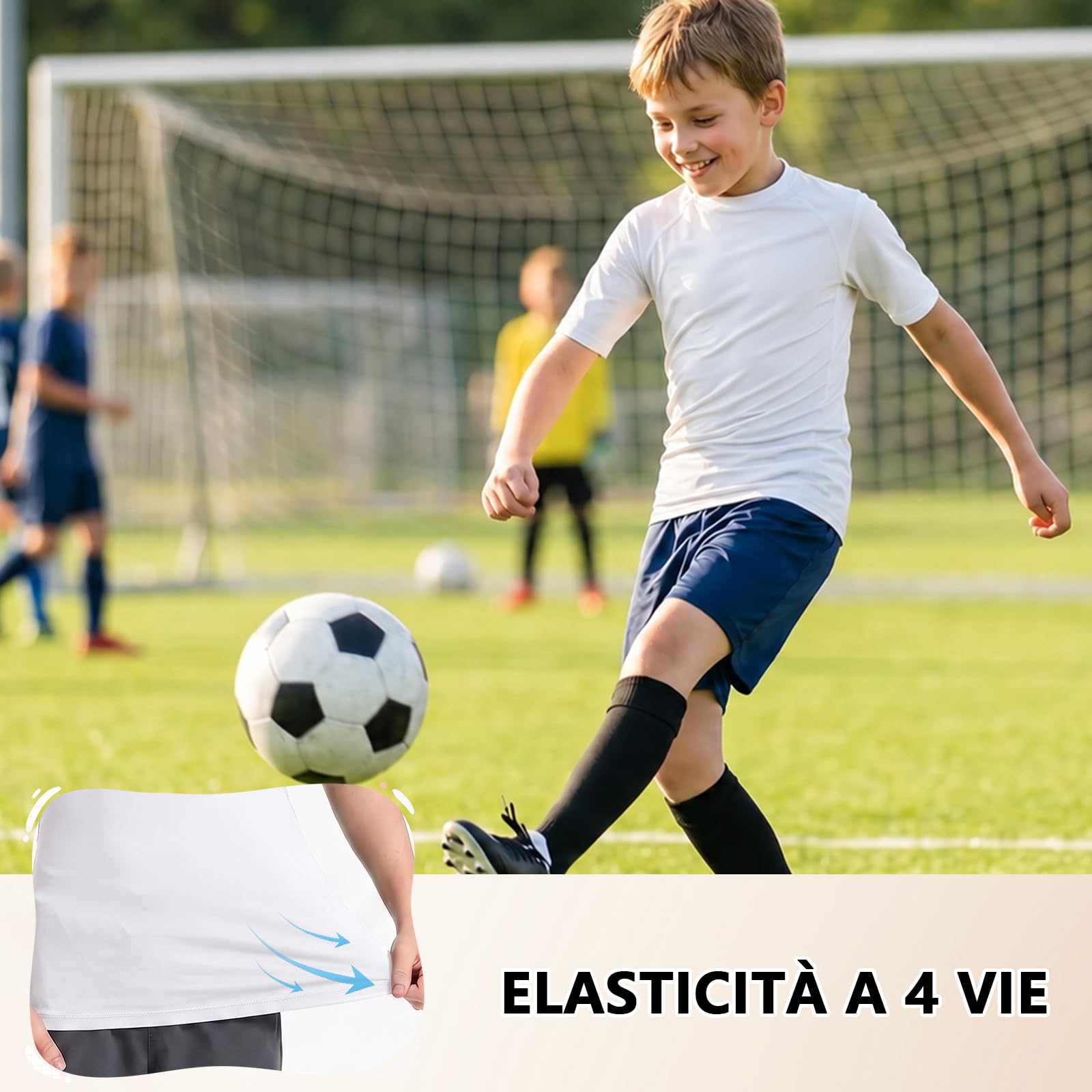 Maglietta a Maniche Corte per Ragazzi Maglia a Compressione da Bambino Sportiva Camicie a Manica Corta Asciugatura Rapida e Traspirante Intimo Allenamento Base Layer per Calcio Corsa