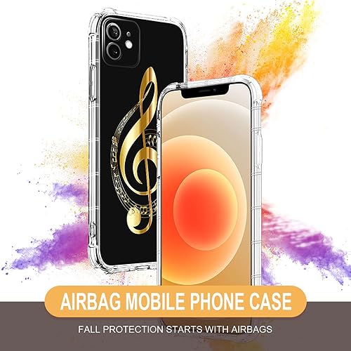 Miniatura 2 de yicomon Funda transparente compatible con iPhone 11, transparente con música dorada, fundas transparentes para niñas y mujeres, a prueba de golpes,