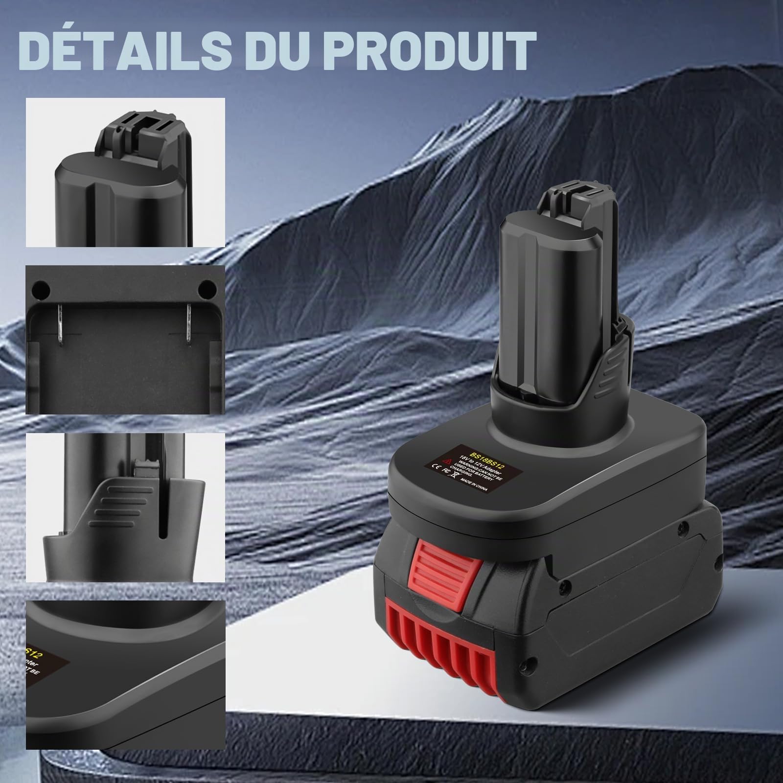 Adaptateur pour Bosch 12V, pour Bosch Professional 18V GBA Batteries Convertir en pour Bosch 10.8V et 12V Convertisseur de Batterie pour Outils électriques,Remplacement 10.8V 12V Batterie GBA