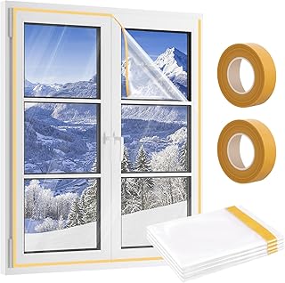 62'' x 42'' Window Insulation Kit, Window Insulation for Winter, POF Window Sealer for Winter, Insulates Indoor Windows Keep Warm for Weatherproofing Window Film for Winter Window Covering-4PCS