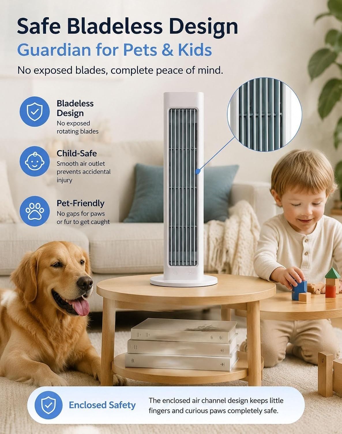 Climatizzatore Portatile Ricaricabile con Telecomando, 3 velocità e Raffreddamento Rapido Silenzioso, Senza Installazione per Camera da Letto Ufficio