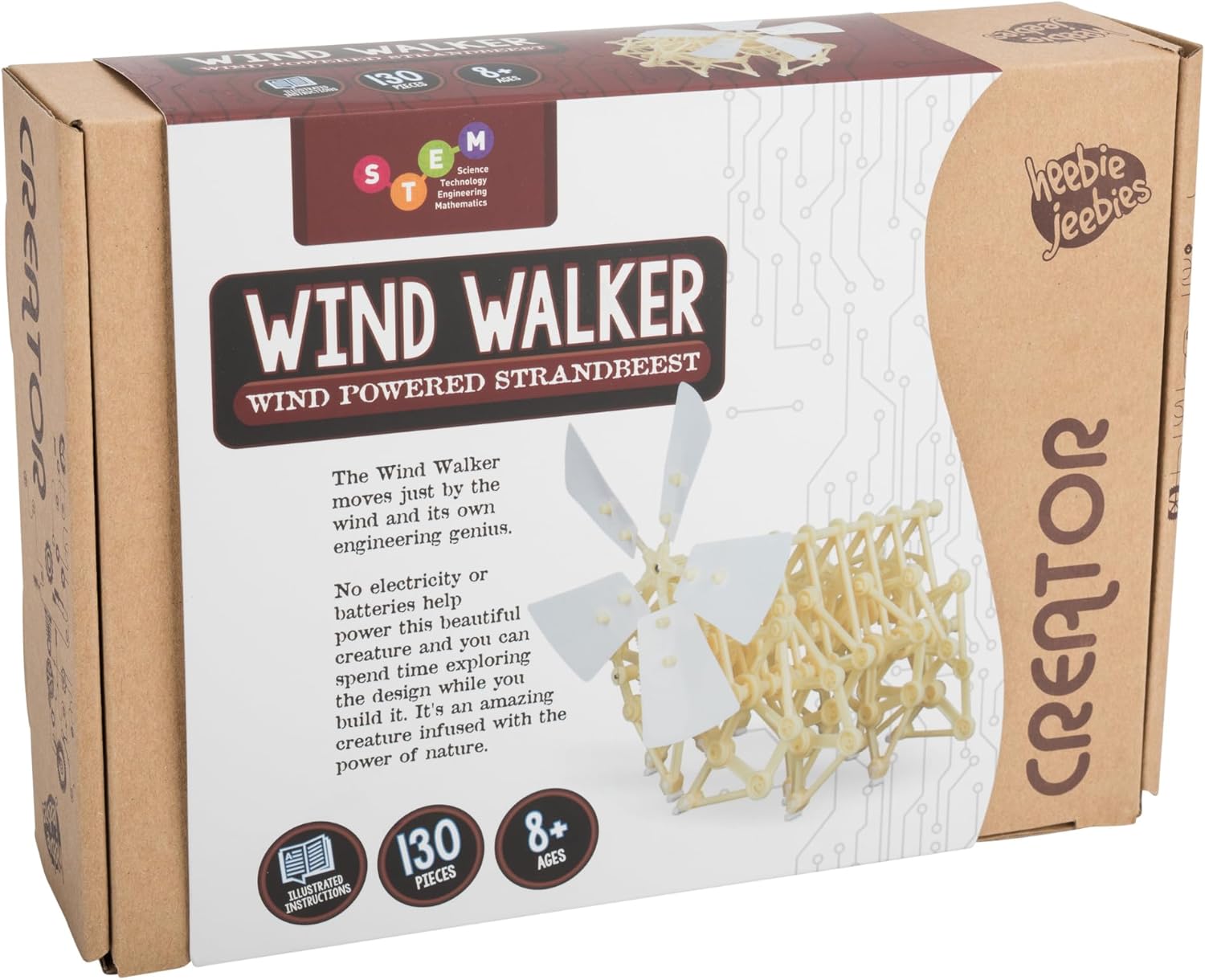 Heebie Jeebies Wind Walker STEM Activity- Mini Jansen Strandbeest DIY Model Kit Sculpture- Develop Problem-Solving, Creative Thinking Skills, Attention to Detail- No Electricity or Batteries- Ages 8+