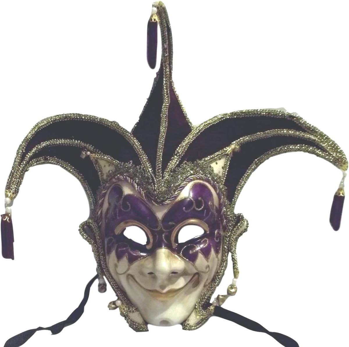 Jester Stick Mask Purple Decorate or Wear Mardi Gras Masquerade Mask Wall Hanging