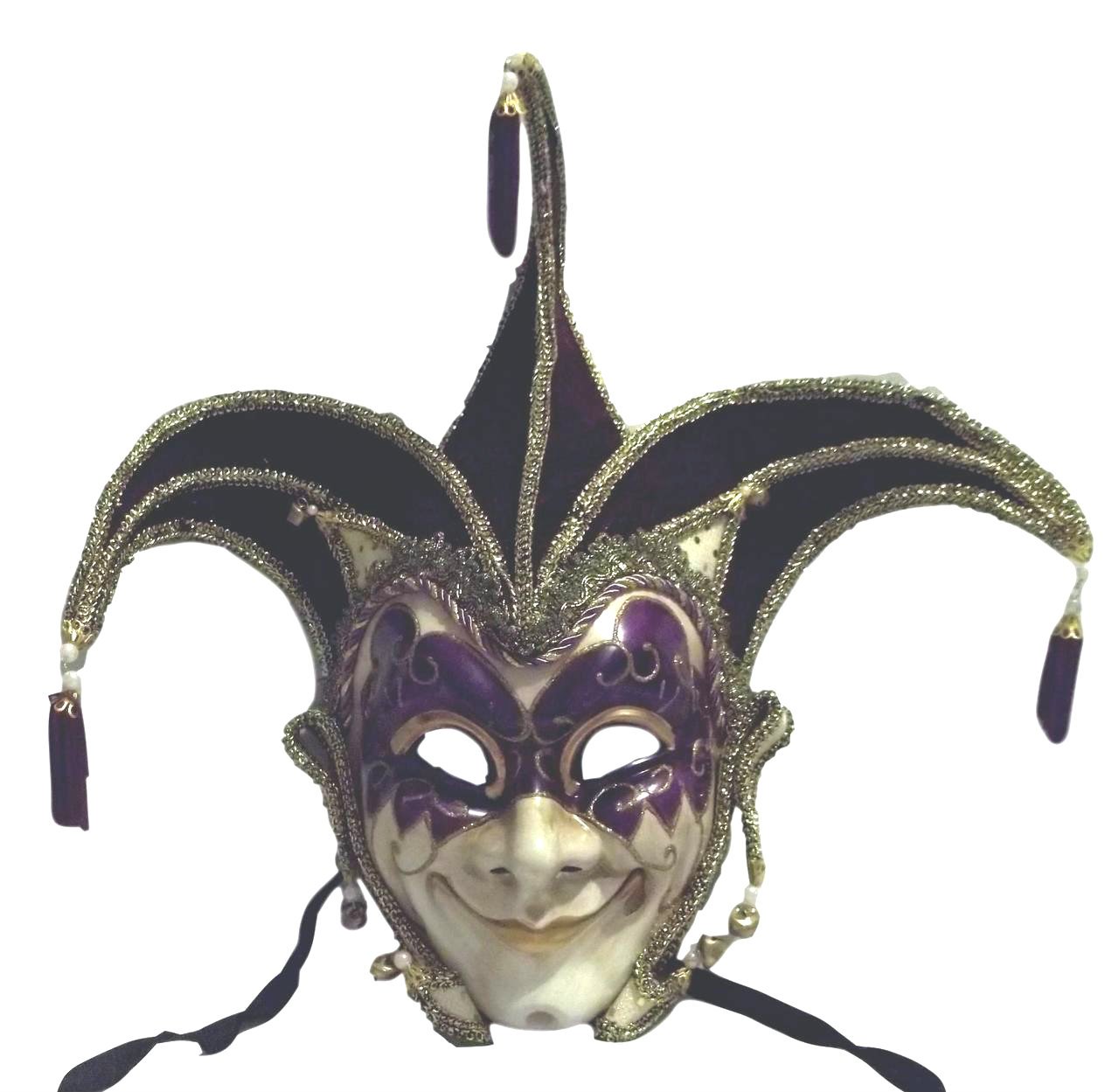 Jester Stick Mask Purple Decorate or Wear Mardi Gras Masquerade Mask Wall Hanging