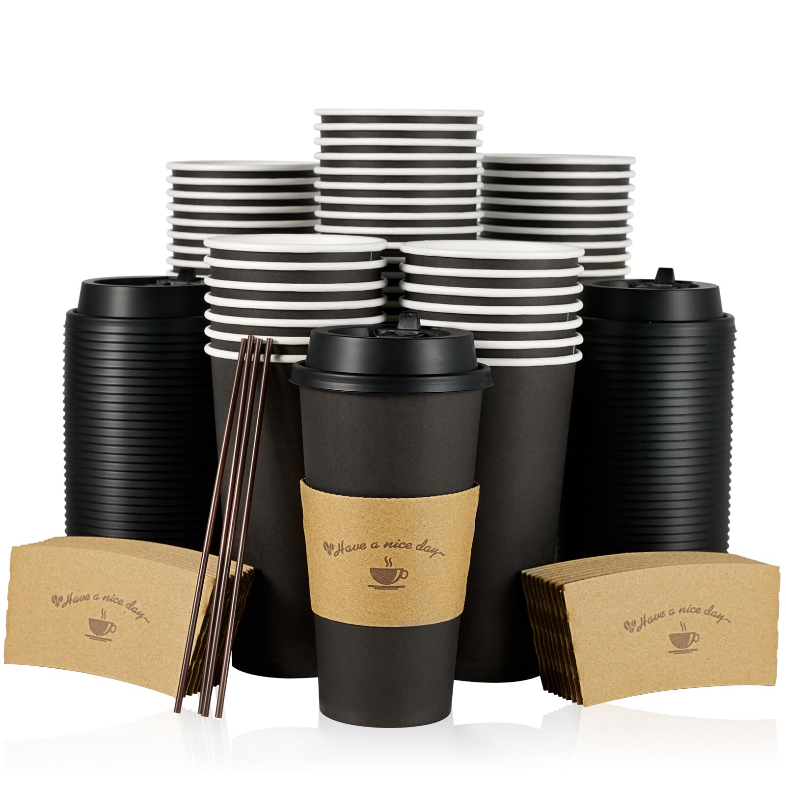 LITOPAK 100 Pack 12 oz Coffee Cups with Lids, Disposable Coffee Cups — Amazon image 8
