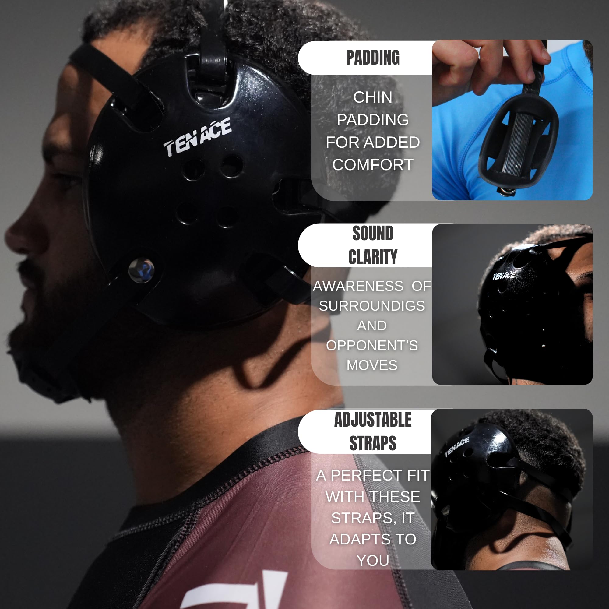 Tenace Paraorecchie Elite per combattimento, grappling, MMA, BJJ, rugby, arti marziali