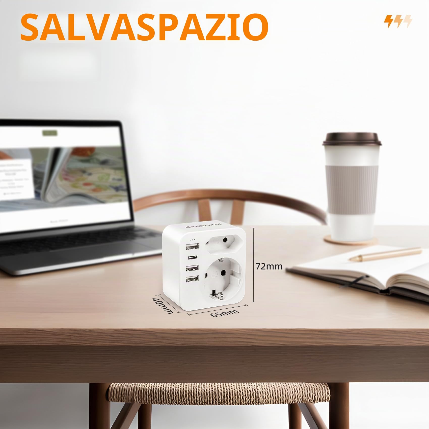 Adattatore Presa Americana, Adattatore USA mit 3 USB 2.4A Europa Spagnola 2-Pin a 3-Pin USA per Messico, Canada, Tailandia, Perù, Colombia, Tipo B
