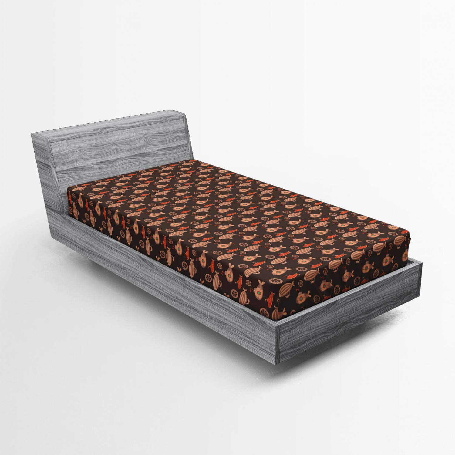 ABAKUHAUS Nautico Lenzuolo con Angoli, Childish Aquatic Life Art, Morbido Tessuto Decorativo da Letto Tasca Elastica a Tutto Tondo, 135 x 190 cm, Blu Petrolio Multicolor