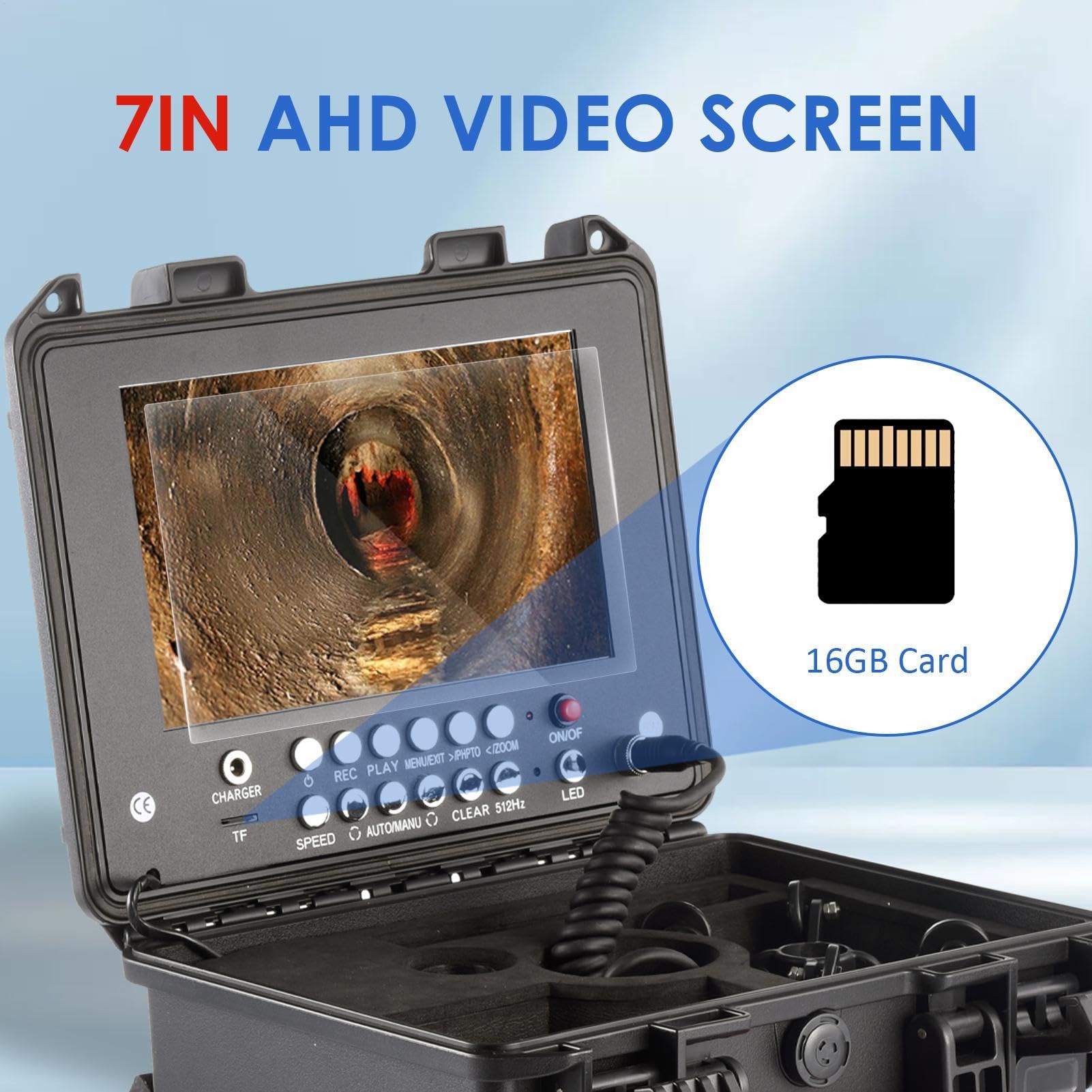 Pipe Inspection Camera | 1080P HD Sewer Inspection Camera,Endoscope Camera with Meter Counter, 100 Ft Drain Camera with 512Hz Transmitter for Pipe Duct