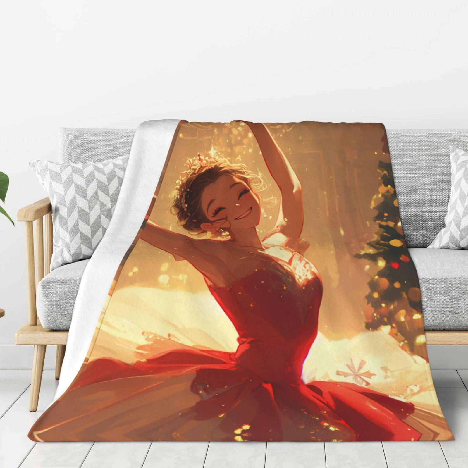 Couverture flanelle imprimée Casse-noisette plaid Noël femme chaud canapé lit